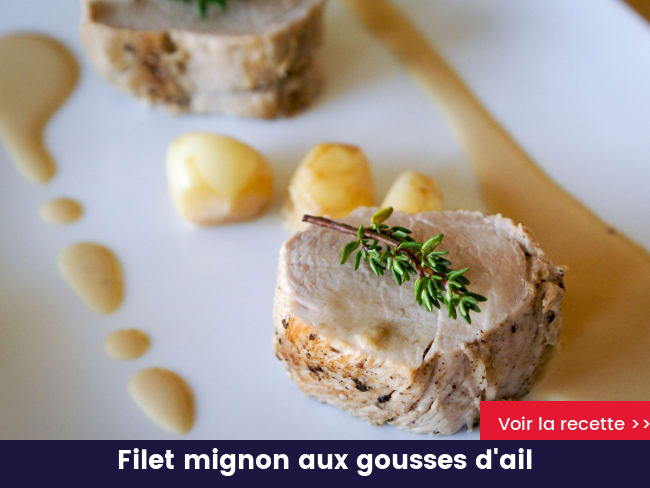 Filet mignon aux gousses d'ail